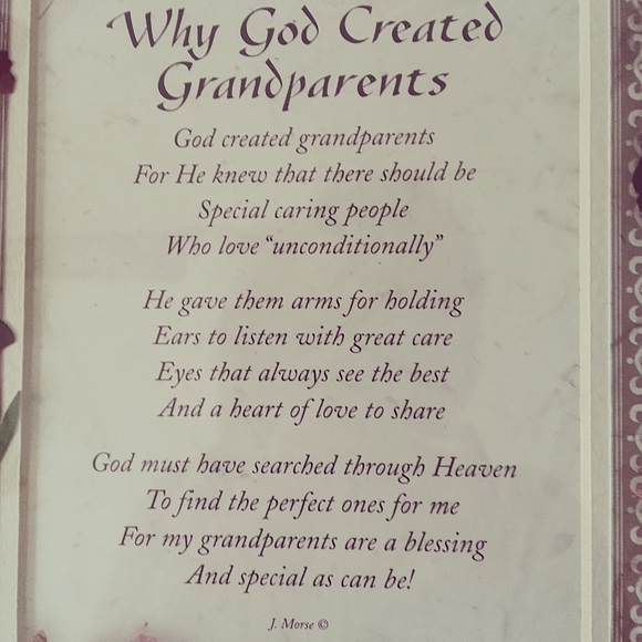 Framed Poem Why God Created Grandparents J Morse - Picture 3 of 4